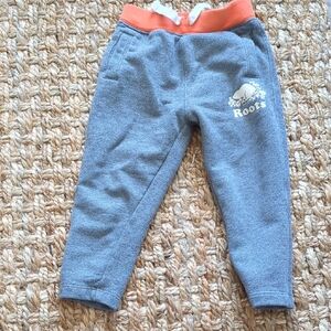 Roots Toddler 2T Gray Joggers with Orange Waistband